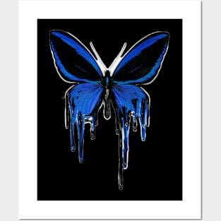 Butterfly Blue Drip Posters and Art